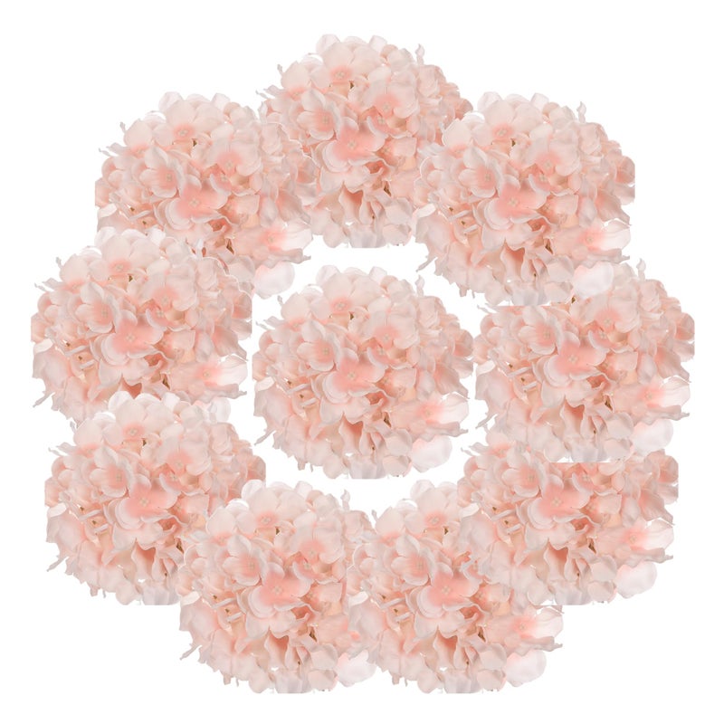 LUSHIDI 10PCS Artificial Hydrangea Flowers  Fake Hydrangea Silk Flowers Heads with Stems for Wedding Home Party Shop Baby Shower Decoration-Light Pink - Image 1